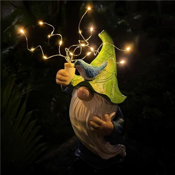 Garden Gnomes with Firework Solar Light Garden Decor for Outside Statues - Picture 1 of 7